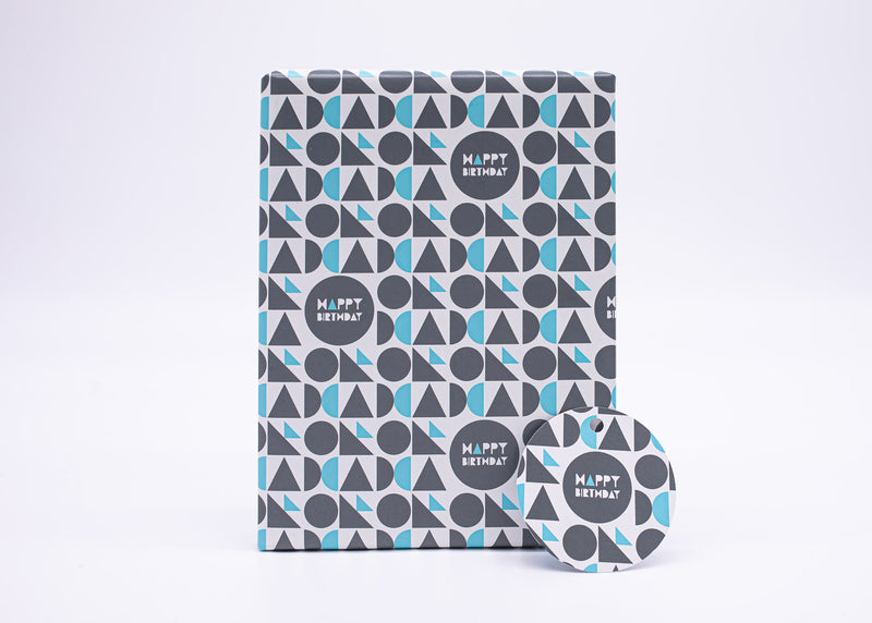 Geometric Happy Birthday Recyclable Wrapping Paper & Tags