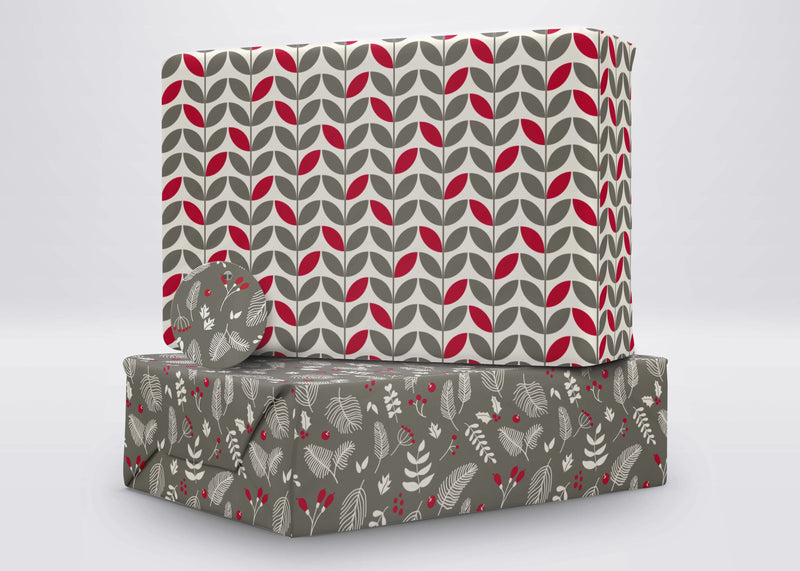 Carton of 30 Scandi Christmas Wrapping Paper & Tags