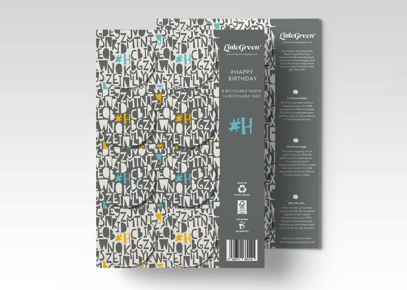 #Happy Birthday Typographic Recyclable Wrapping Paper & Tags